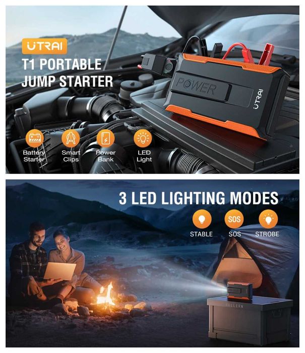 Aвариен стартер Бустер за автомобили Jump starter Utrai T1 – 1400A НОВ