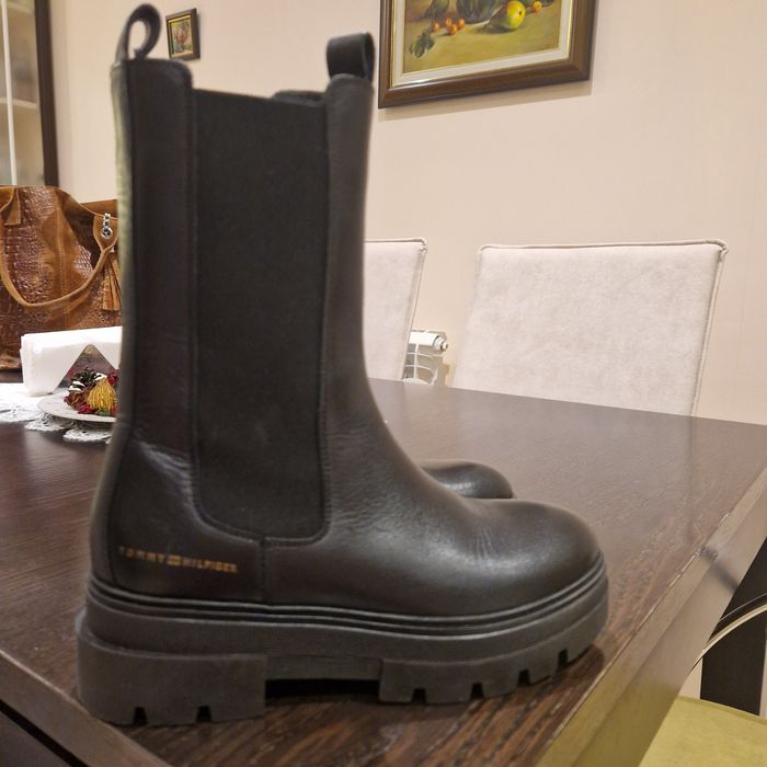 Боти Челси черни от естествена кожа