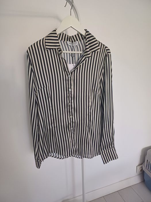 Cămașă satinată BSB negru crem dungi M