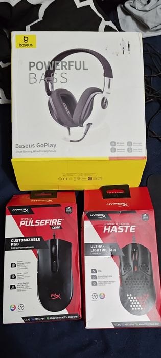 Mouse HyperX Tastatura Genesis mecanica si Casti Baseus pe fir si Acer air TWS  wireless Nou