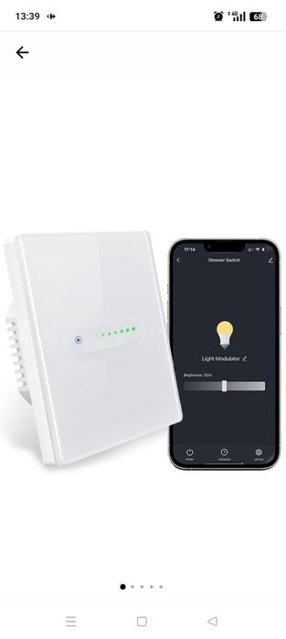 Intrerupator Inteligent WiFi, MIUCDA, Control Vocal Alexa Si Google Home, Reglare Intensitate 1-100%, Alb