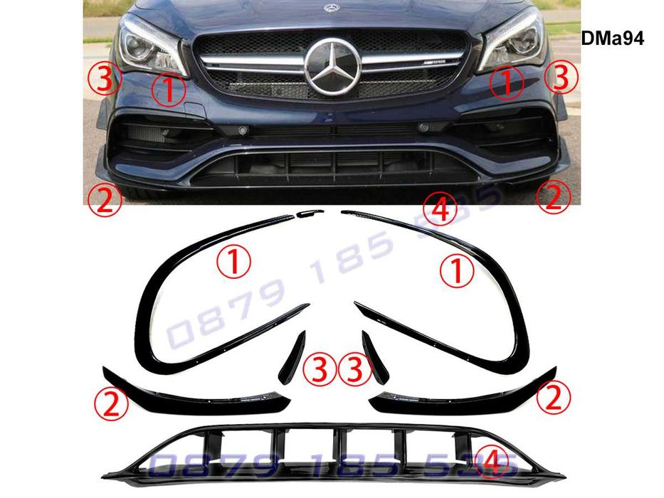 Тунинг сплитер предна броня Mercedes AMG CLA W117 спойлер добавки