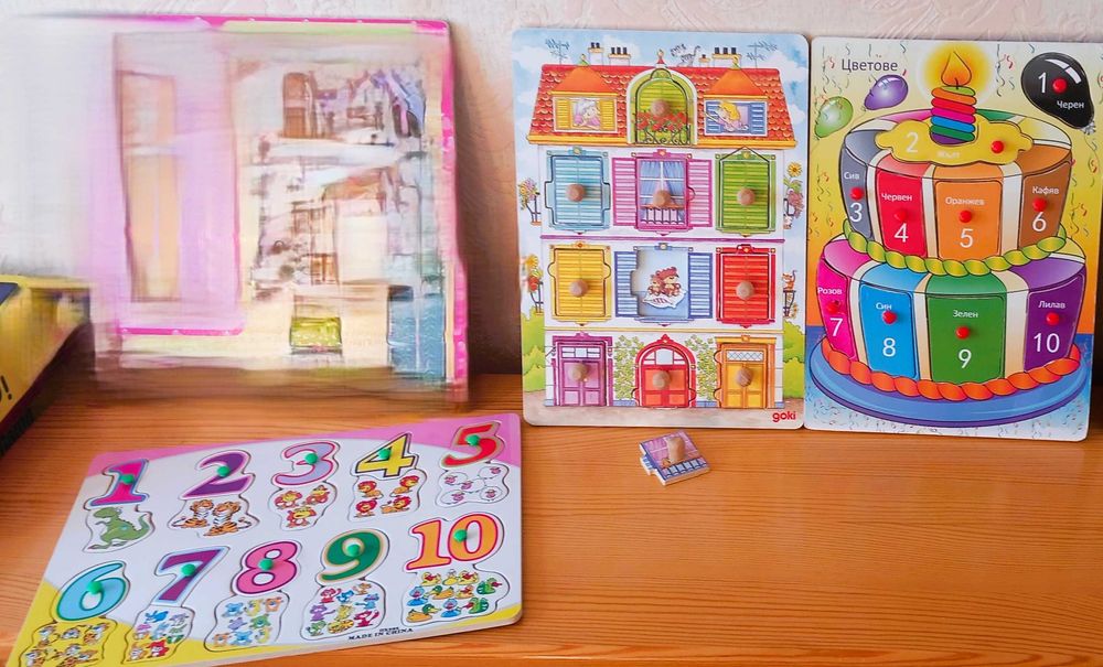 Дървени образователни играчки - пъзели, сортери