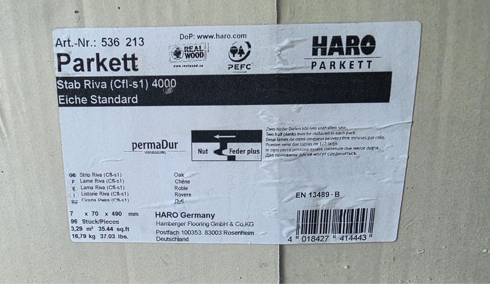Parchet din stejar Haro model Stab Riva 49 cutii x 3.29 cutia