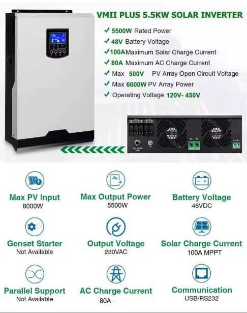 Хибриден Инвертор - VMII PLUS 5.5kW 48V - Solar Inverter