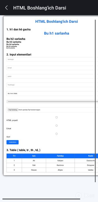 Tayyor html/css sayt sotiladi
