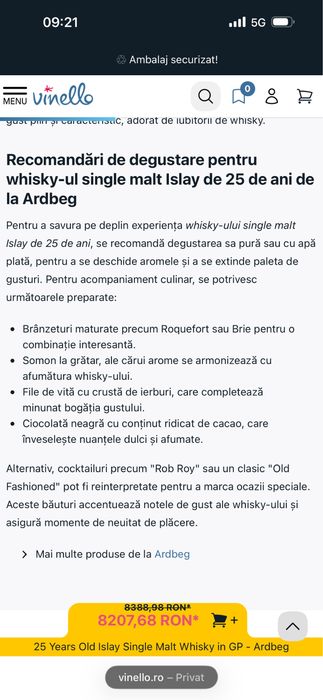 WHISKI ARDBEG 25 years old