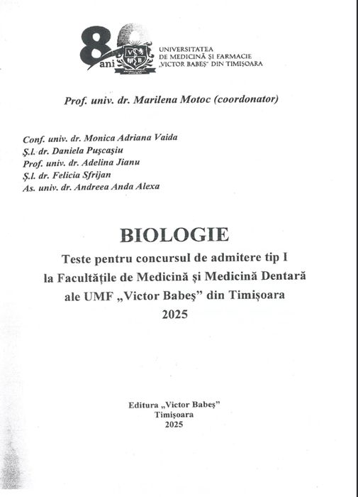 Culegere admitere medicina UMFT(Timisoara)  2025 (PDF)