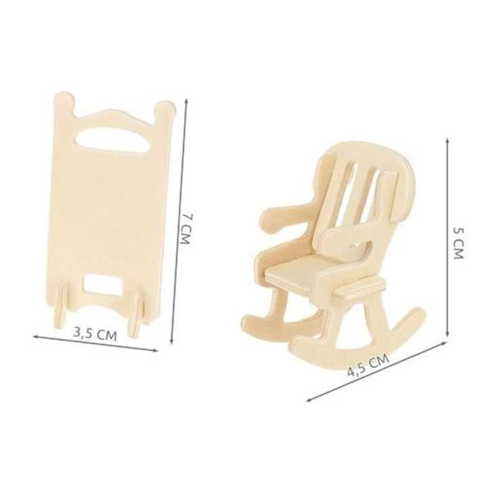 Set mobilier din lemn casa papusi 34 piese miniaturi DIY pt. asamblat