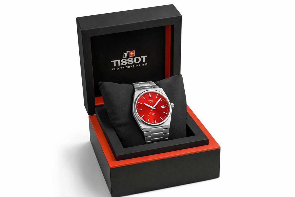 Tissot PRX 40mm Red Swiss Made Safir, Oțel Inoxidabil, Cutie + Factură