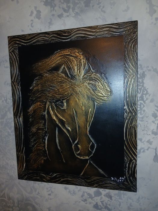 Продавам картина смесена техника "Жребец "50/60см.