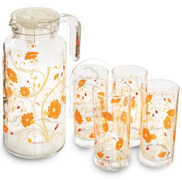 Кувшин компотница и 4 стакана