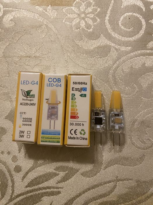 Bec G4 led pentru spoturi, lustre,20 buc, consum max 3 w, lumină caldă