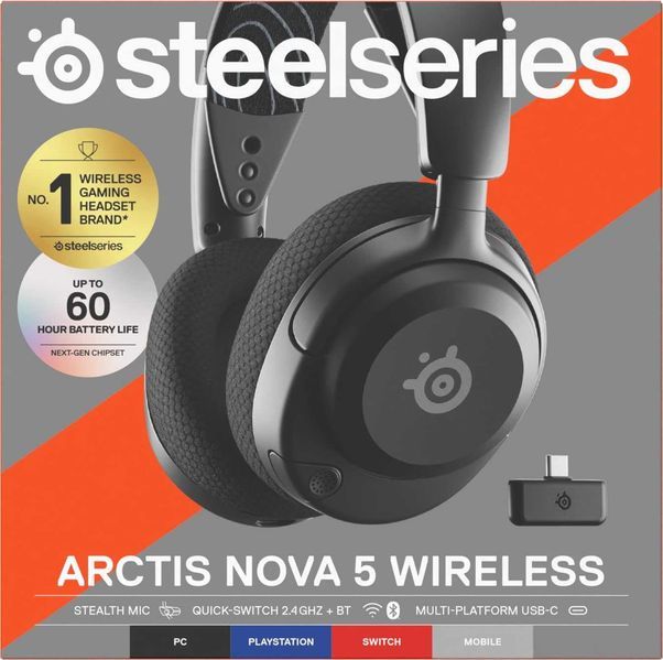 Нови Безжични Геймърски Слушалки SteelSeries Arctis Nova 5 Black, 61670, с Микрофон, 2 години Гаранция