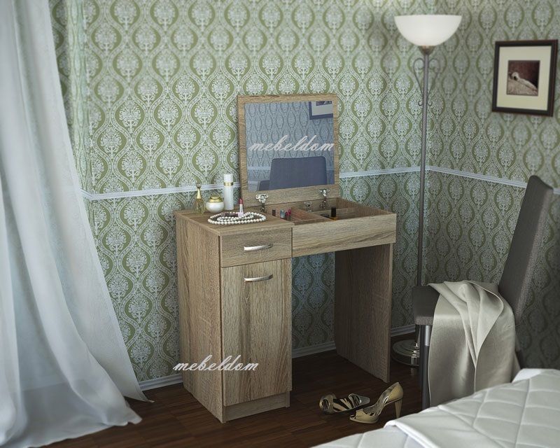 Тоалетка 90см. с чекмедже,огледало и плавна врата(код-1395)