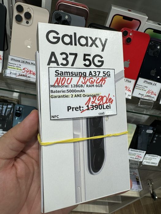 telefon Samsung A37 5G 128GB White nou sigilat garantie 2 ani