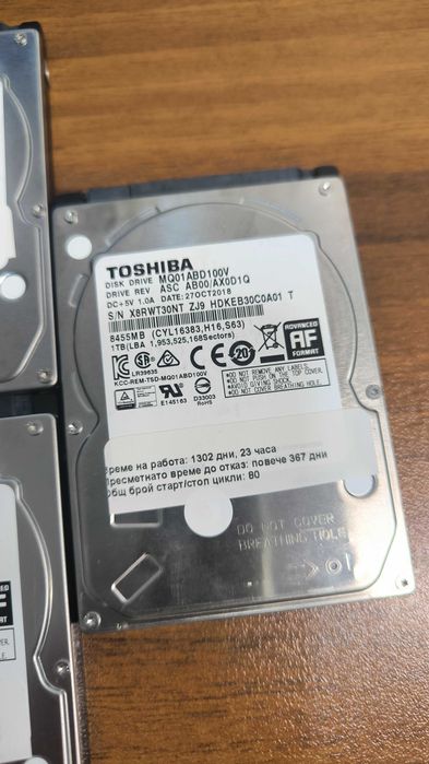 7x Toshiba 1TB HDD MQ01ABD100V SATA 2.5" | Тествани | DVR/NVR | Лаптоп