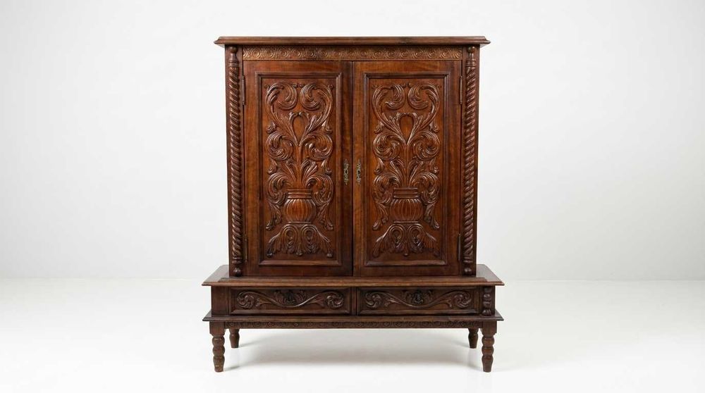 Set complet mobilă vintage anii '70 romanească - lemn masiv sculptat