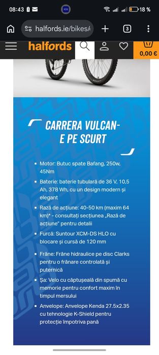 Bicicleta electrica Carrera E Vulcan G
