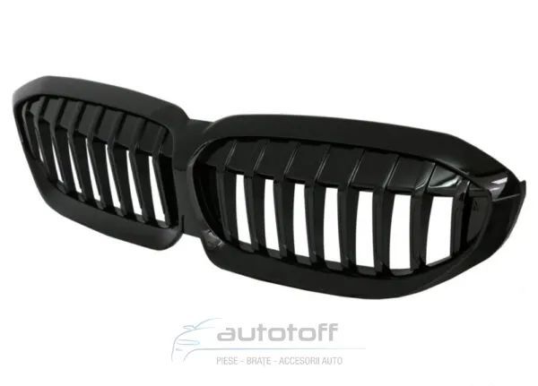 Pachet extensii exterior compatibil cu BMW Seria 3 G20 / G21 (2018+) cu difuzor si ornamente evacuare M340i Design Negru Lucios