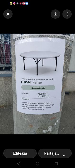 Masă de evenimente cu scaune
