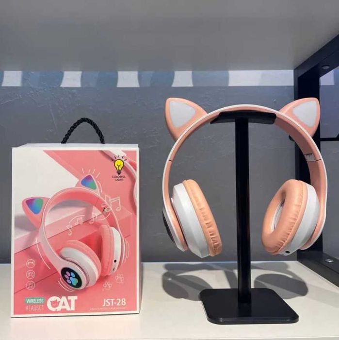 Bluetooth Слушалки с котешки уши слушалки подсветка и микрофон за деца