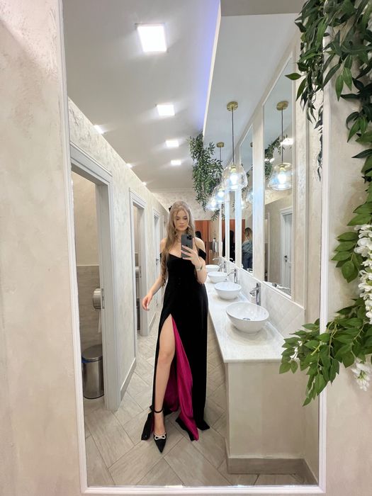 Rochie lungă de seară/ocazie retro future cu corset neagră