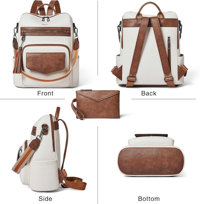 Дамска раница чанта 3в1 еко кожа + смарт часовник подарък