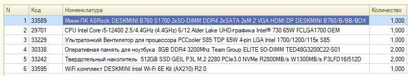 Мини ПК ASRock DESKMINI B760 i5-12400/DDR4 16Gb/SSD M.2 2x512Gb/Wi-Fi