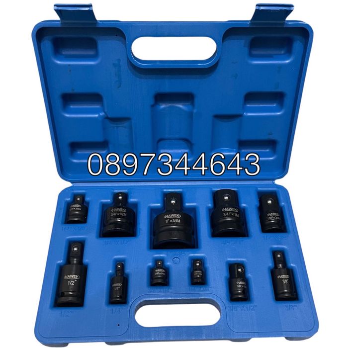 Ударни адаптери – преходници и карета за гедоре 11 части HAWEK