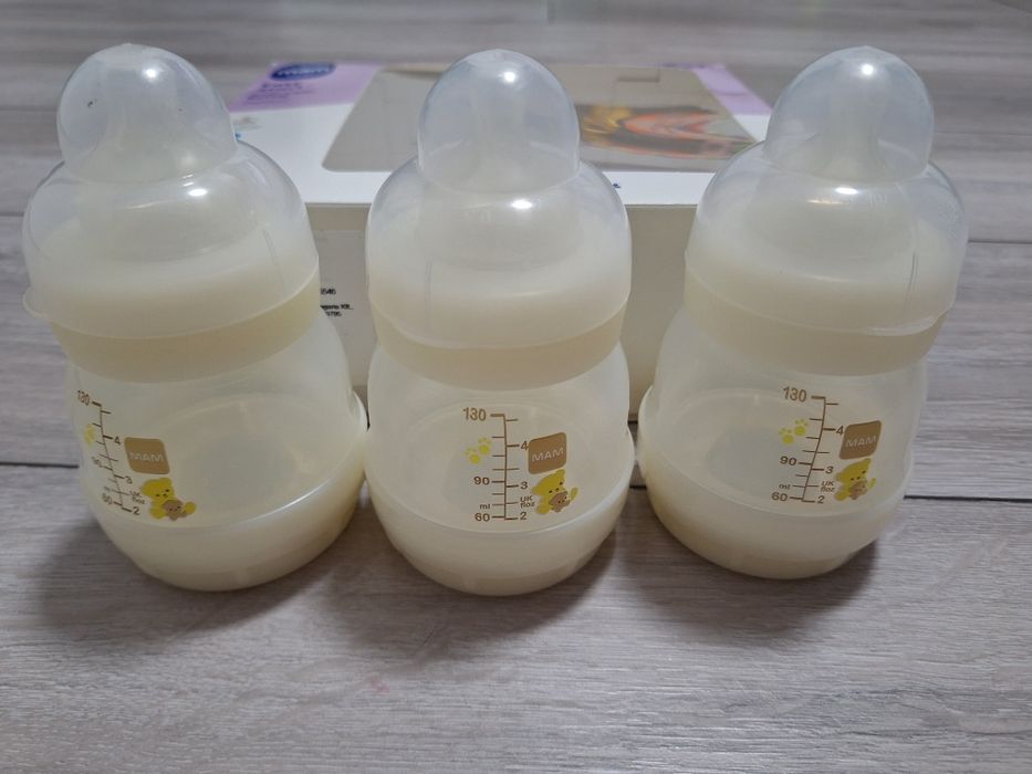 Biberoane bebelusi, Mam, Plastic\Silicon, Crem, 0m+, 130ml