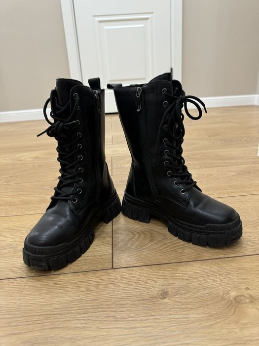 Кожанные сапоги для девочек