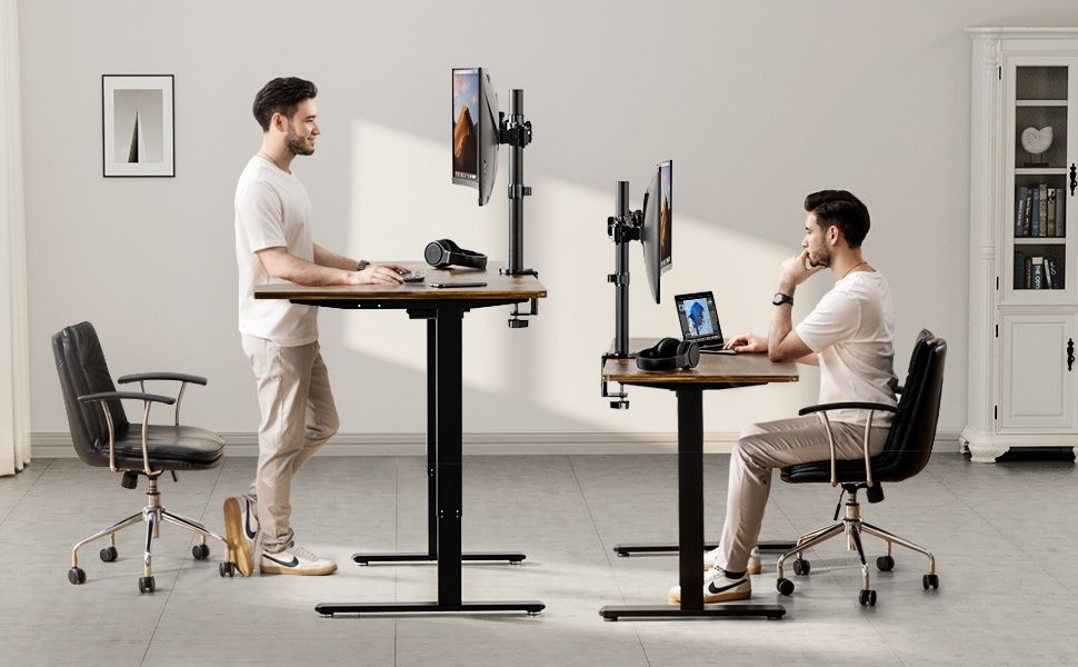 Регулируема стойка за бюро за 2 монитора с C скоба, ErGear