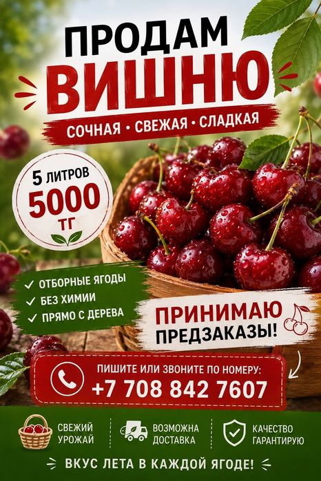 Продам Вишню 10 л 6000тг