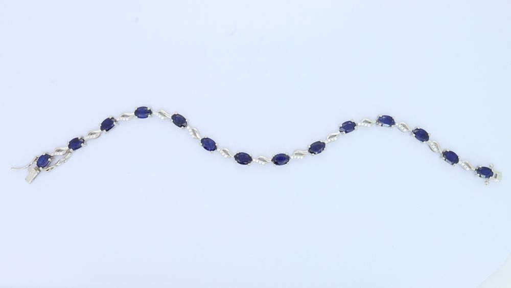 Сребърна тенис гривна с натурални Сапфири Royal Blue със сертификат