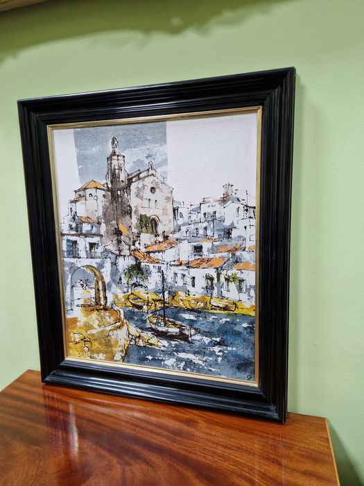 Страхотна майсторска авторска антикварна картина испанска