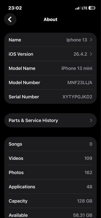 Iphone 13 mini 128 talik 77 emkost face tru ton bor aybi