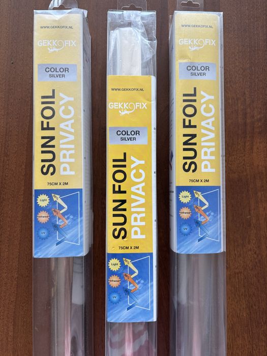Set 3 buc Folie protectie solara Gekkofix, argintie, 0.75m x 2m