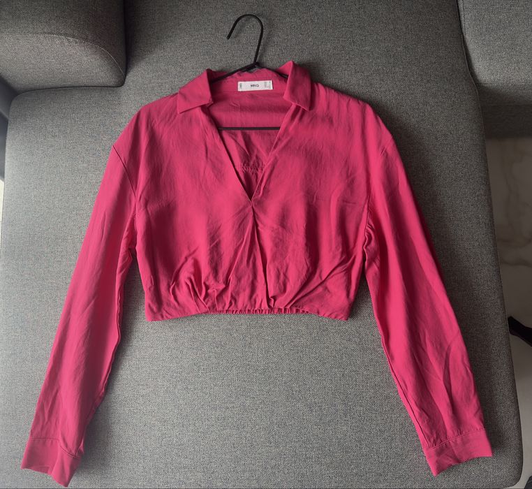 Къса цикламена риза MANGO