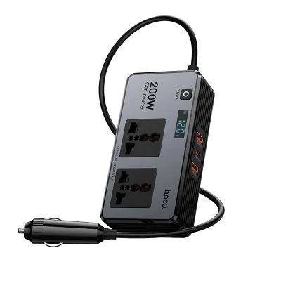 Инвертор за кола 200W 12V Hoco 2 порта max PD66W/1C2A Z66 черно