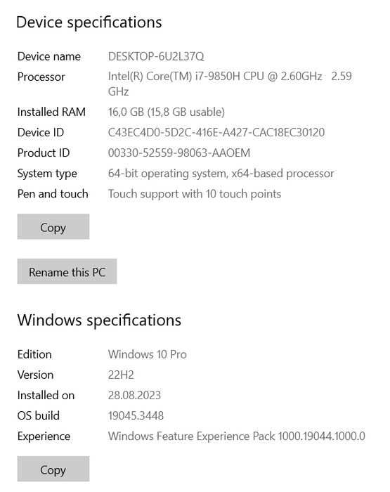 Dell Latitude 5501 i7-9850h