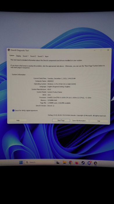 PC Gaming I5 10400, 32GB DDR4, RTX3060 12GB DDR6, SSD 512GB