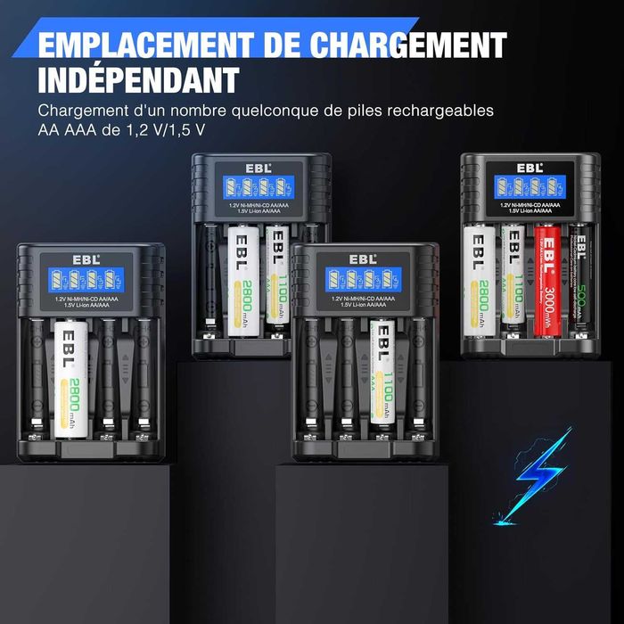 НОВО! Универсално зарядно за батерии AA / AAA – 4 гнезда с LCD дисплей