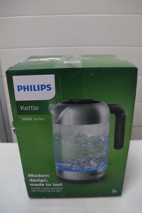 Стъклена кана Philips HD9339/80, 1,7 литра, LED осветление, защита от работа на сухо, подвижен микрофилтър, 2200 W