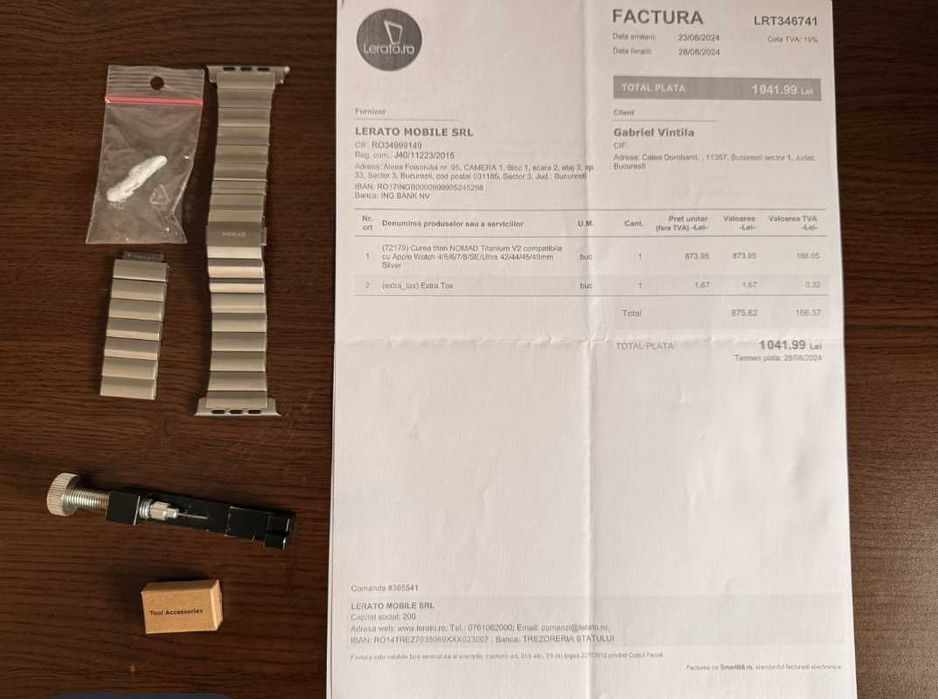 Bratara apple watch din titan pur - Nomad