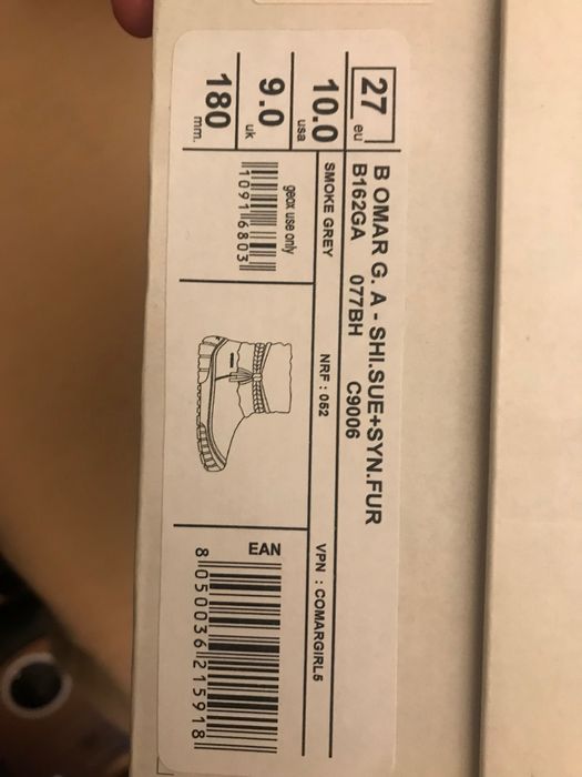 Cizme fetite Geox Omar, marime 27, piele si blanita, grej