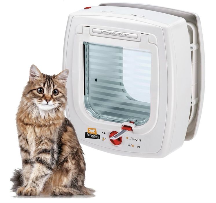Ușă universală pentru pisici Ferplast cu microcip, tip basculant