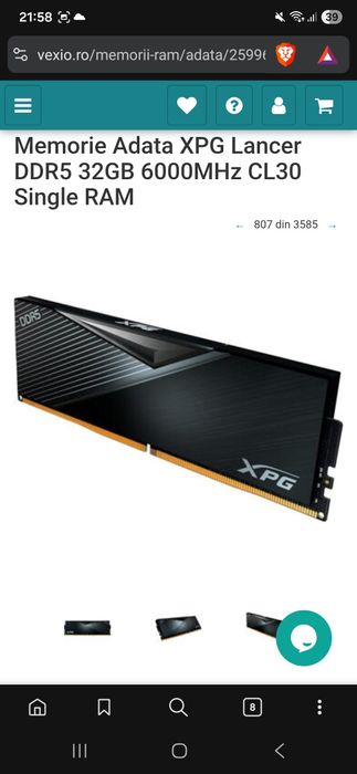 32gb ddr5  6000MHz CL30  Memorie Adata XPG Lancer