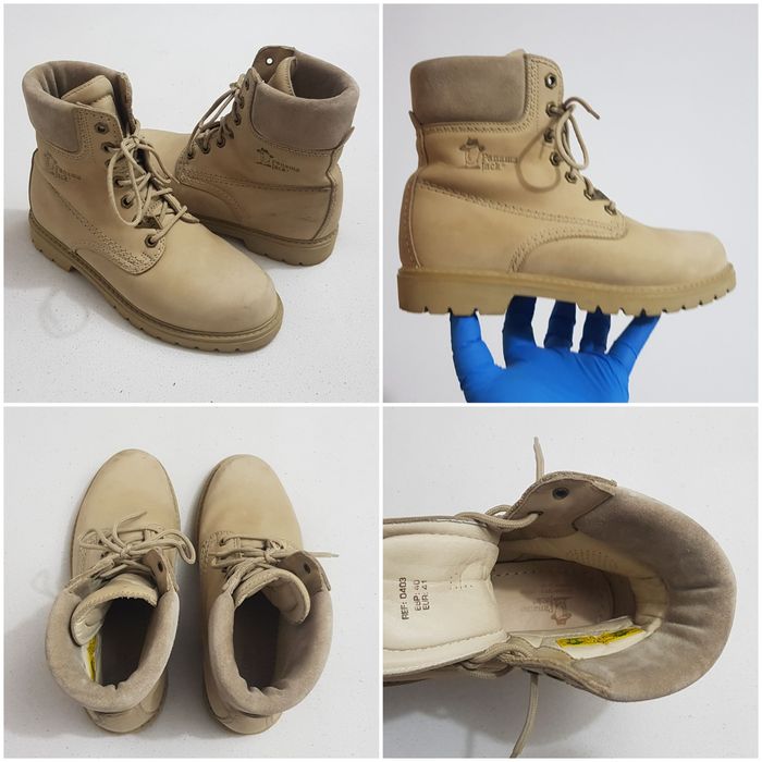 Ghete Panama Jack din piele naturală bej Nubuk, bocanci unisex clasici, mărimea 41 EU
