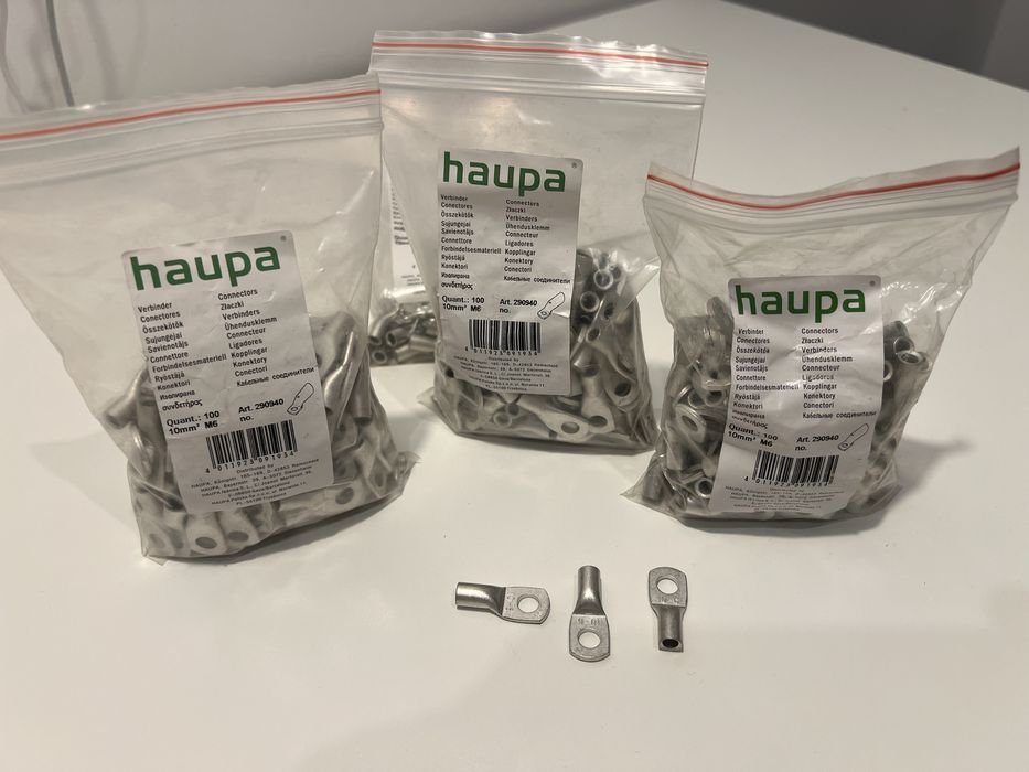 Papuci electrici cupru stanat HAUPA 10mm X M6 (cod 290940) - stoc 330 bucăți pentru instalații electrice profesionale